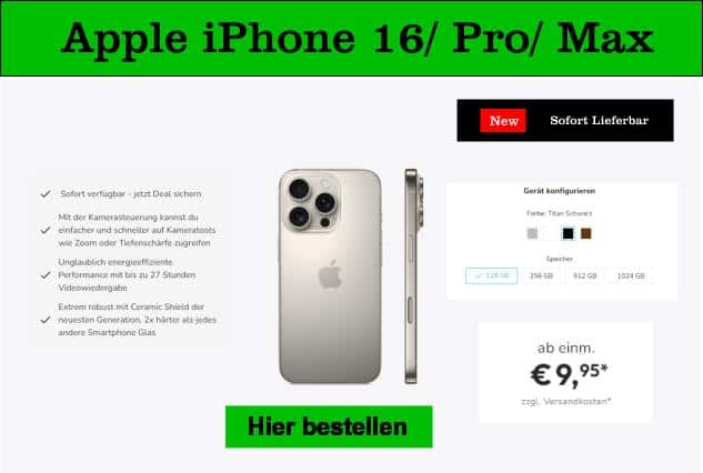 Apple iPhone 16 mit Vertrag